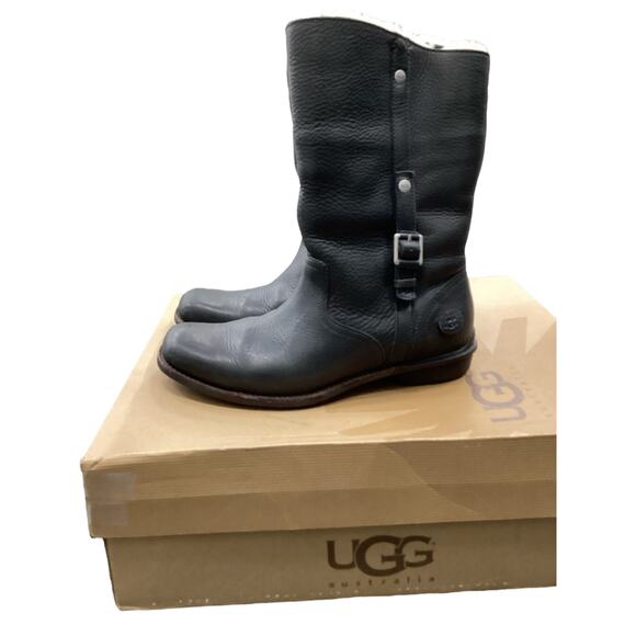 UGG Boots Women’s Size 10 Leather And Sheepskin Mid Calf Sheepskin Sole Inserts - Picture 1 of 9